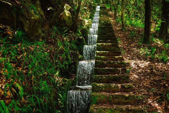 Waterfall on stairs